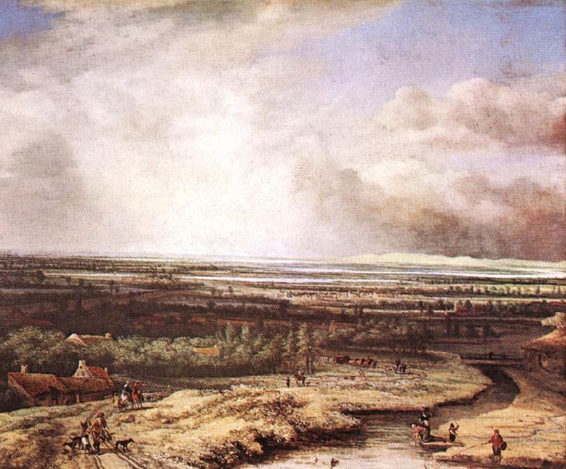 Philips Koninck An Extensive Landscape with a Hawking Party